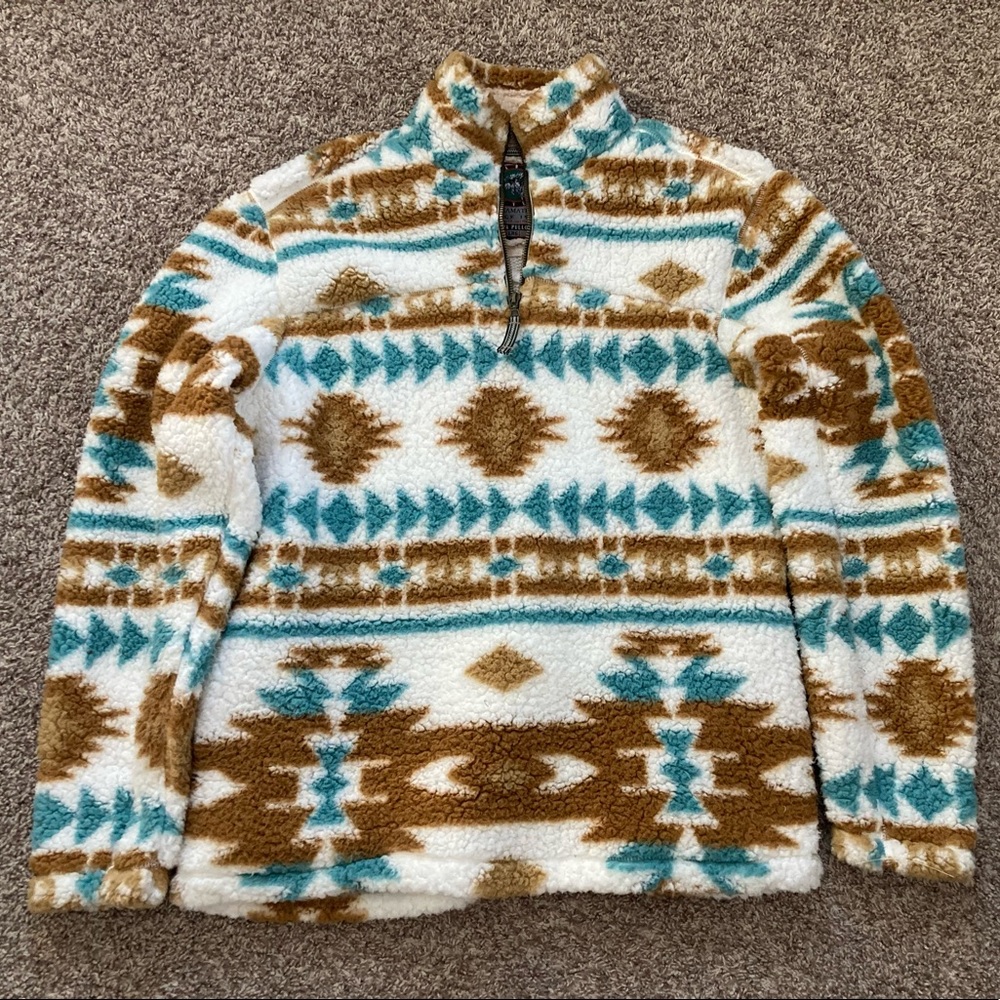 Aztec Sherpa pullover zip shirt